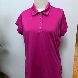 Maggie Lane Womens Magenta‎ Pink Short Sleeve Golf Polo Shirt Large